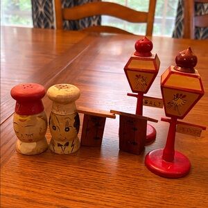 Vintage Wooden Salt and Pepper Shakers Set